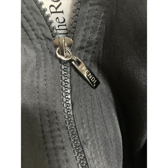 Fendi Authentic Vintage 90’s Solid Black Zip Up Long Sleeve Windbreaker Jacket - Picture 6 of 7